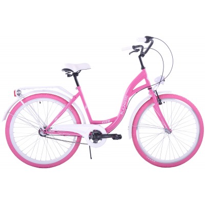 Mestský bicykel 26" Kozbike 26K33 3 prevodový Ružový ružové kolesá